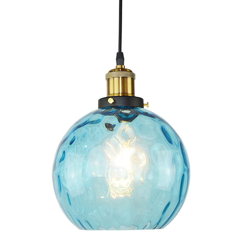 Vintage Industrial Blue Ripple Glass Pendant Lamp For Living Room Décor