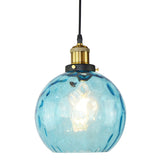 Vintage Industrial Blue Ripple Glass Pendant Lamp For Living Room Décor