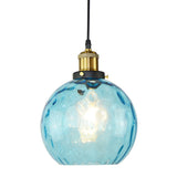 Vintage Industrial Blue Ripple Glass Pendant Lamp For Living Room Décor