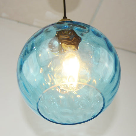 Vintage Industrial Blue Ripple Glass Pendant Lamp For Living Room Décor