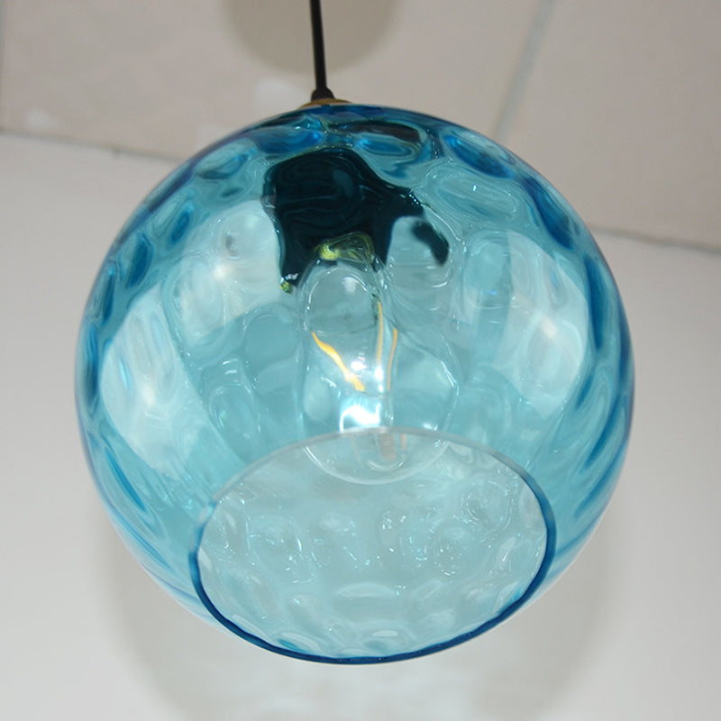 Vintage Industrial Blue Ripple Glass Pendant Lamp For Living Room Décor