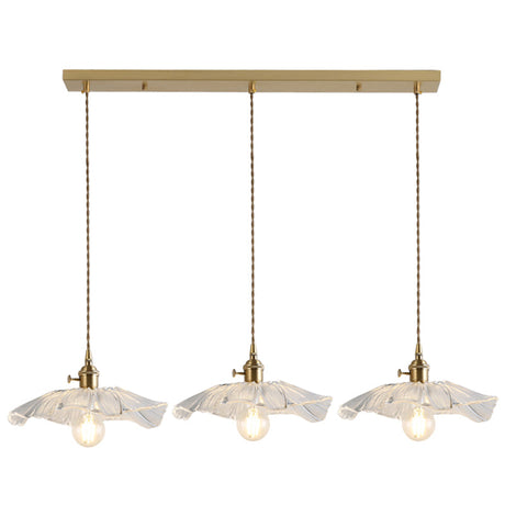 Vintage Industrial Flower-Shaped Glass Pendant Lamp - Clear Shade Ceiling Hanging Light 3 /