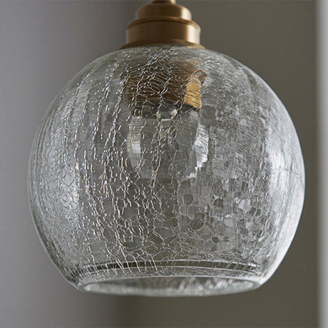 Vintage Industrial Crackled Glass Pendant Lamp - 1-Light Spherical Hanging Fixture For Living Room