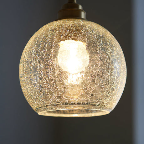 Vintage Industrial Crackled Glass Pendant Lamp - 1-Light Spherical Hanging Fixture For Living Room