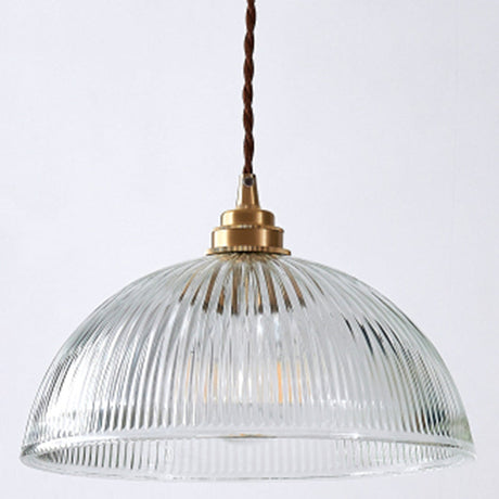 Industrial Retro Prismatic Glass Dome Pendant Light For Living Room