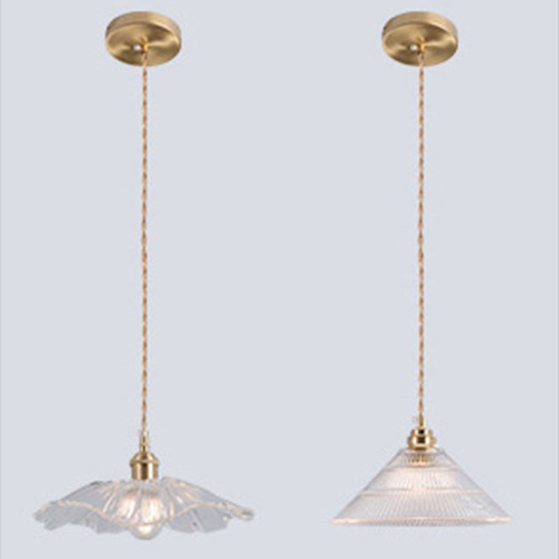 Clear Glass Retro Industrial Pendant Light For Kitchen - 1-Light Ceiling Fixture