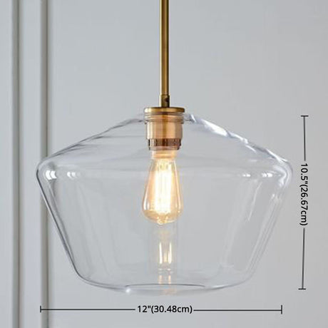 Modern Minimalist Glass Pendant Light For Dining Room - 1-Light Hanging Lamp