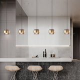 Modern Smoke Glass Pendant Lamp With Metal Ring - Sleek And Minimalist Design