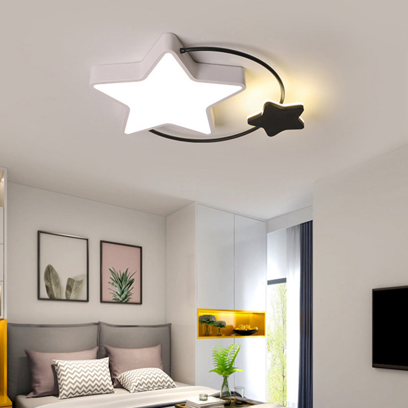 Modernist Acrylic Flush Mount Ceiling Light For Bedroom - Pentagram Design
