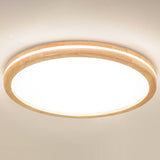Ultra-Contemporary Integrated Led Semi Flush Ceiling Mount Chandelier For Bedroom Wood / 23.5 Round