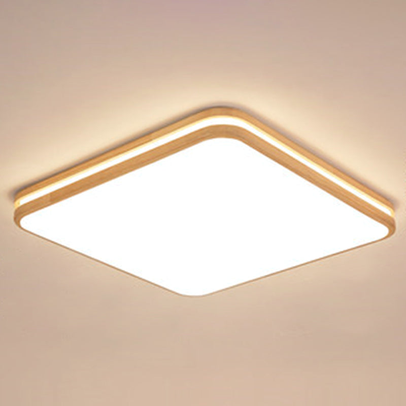 Ultra-Contemporary Integrated Led Semi Flush Ceiling Mount Chandelier For Bedroom Wood / 12 Square