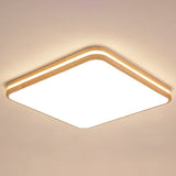 Ultra-Contemporary Integrated Led Semi Flush Ceiling Mount Chandelier For Bedroom Wood / 12 Square