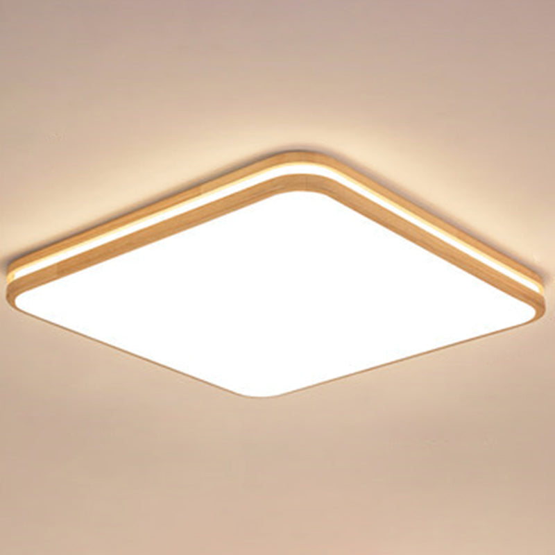 Ultra-Contemporary Integrated Led Semi Flush Ceiling Mount Chandelier For Bedroom Wood / 19.5 Square