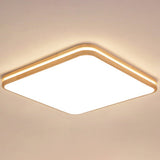Ultra-Contemporary Integrated Led Semi Flush Ceiling Mount Chandelier For Bedroom Wood / 19.5 Square