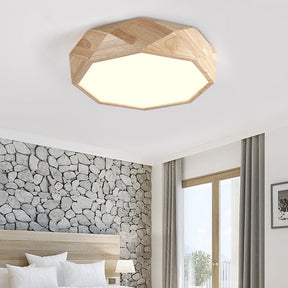 Contemporary Diamond Flush Mount Bedroom Ceiling Light Wood / 18’ Natural