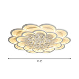 Modern Floral Iron Flush Mount Led Ceiling Light In Warm/White - 20.5/27/31.5 W White Fixture