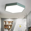 Minimalist Hexagon Flush Mount Ceiling Light Fixture With Acrylic Finish - 1 Green / 16’ White