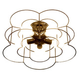 Retro Industrial Metal Ceiling Mounted Flower Semi Flush Light Fixture For Bedroom