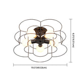 Retro Industrial Metal Ceiling Mounted Flower Semi Flush Light Fixture For Bedroom