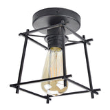 Retro Industrial Square Semi Flush Chandelier - Metal Ceiling Light For Hallway