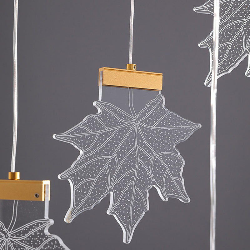 Acrylic Gold Led Pendant Lamp With Maple Leaf Cluster Design For Staircases