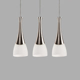 Modern Silver Funnel Shaped Glass Pendant Light Fixture - Multi-Light White Hanging Lamp For Diner