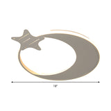 Modern Led Ceiling Flush Light - White Moon And Star Design In Warm/White