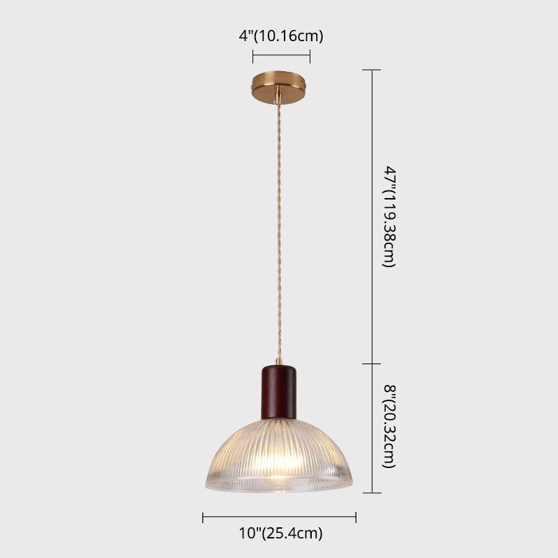 Simple Style Ribbed Glass Pendant Light Fixture For Bedroom