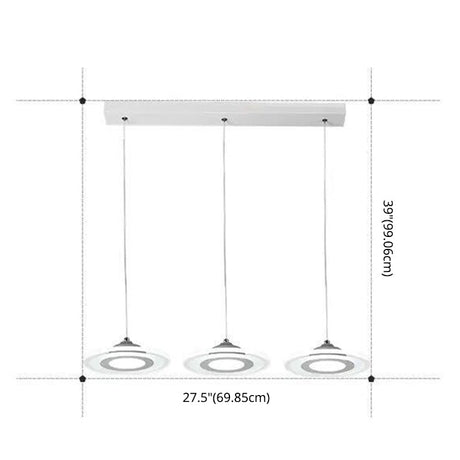Minimalist White Led Circles Pendant Light For Stairs And Dining Area