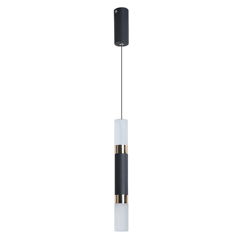 Modern Black Tube Pendant Lamp With Led Acrylic Ceiling Light - Ideal For Bedrooms