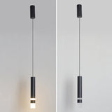 Black Tube Pendant Lamp: Modern Acrylic Led Ceiling Light Fixture For Bedroom