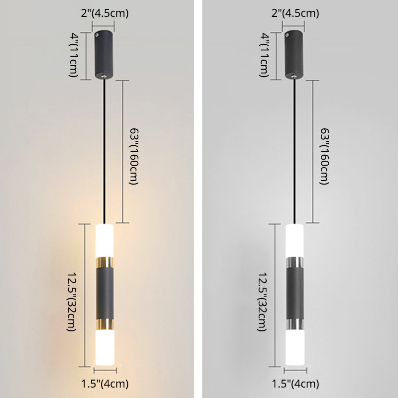 Modern Black Tube Pendant Lamp With Led Acrylic Ceiling Light - Ideal For Bedrooms