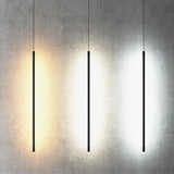 Black Metal Led Stick Pendant - Minimalist Style Linear Suspension Lighting For Bedrooms