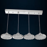 Modern Circular Led Crystal Pendant Light With Chrome Finish For Hanging Ceiling / White 23.5