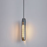 Modern Shaded Crystal Pendant Light - Simplicity Block Design Brass Ceiling Fixture