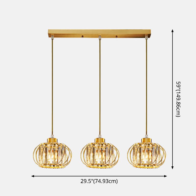 Modern Brass Globe Pendant Light With Crystal Accents Stylish Ceiling Lantern For Dining Area