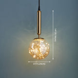 Amber Glass Ball Pendulum Light - Nordic Style Led Pendant With Starry String 1 Head