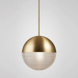 Modern Hemispherical Glass Pendant Light With Frosted Metal Lamp Body - Ideal For Aisles And Bars
