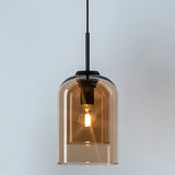 Minimalist Double Glasses Shade Pendant Light - Modern Ceiling For Aisles And Bedrooms Cognac