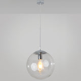 Minimalist 1-Light Pendant Light Bubble Transparent Glass Ball Shade With 39 Hanging Wire Silver /