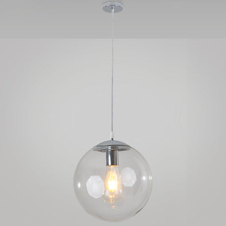 Minimalist 1-Light Pendant Light Bubble Transparent Glass Ball Shade With 39 Hanging Wire Silver /