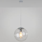 Minimalist 1-Light Pendant Light Bubble Transparent Glass Ball Shade With 39 Hanging Wire Silver /