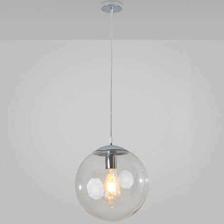 Minimalist 1-Light Pendant Light Bubble Transparent Glass Ball Shade With 39 Hanging Wire Silver /