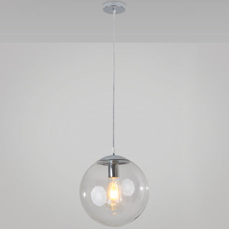 Minimalist 1-Light Pendant Light Bubble Transparent Glass Ball Shade With 39 Hanging Wire Silver /