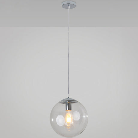 Minimalist 1-Light Pendant Light Bubble Transparent Glass Ball Shade With 39 Hanging Wire Silver / 8
