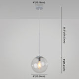 Minimalist 1-Light Pendant Light Bubble Transparent Glass Ball Shade With 39 Hanging Wire
