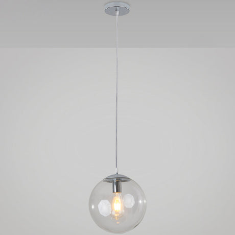 Minimalist 1-Light Pendant Light Bubble Transparent Glass Ball Shade With 39 Hanging Wire Silver / 6