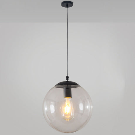 Minimalist 1-Light Pendant Light Bubble Transparent Glass Ball Shade With 39 Hanging Wire Black / 16