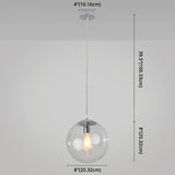 Minimalist 1-Light Pendant Light Bubble Transparent Glass Ball Shade With 39 Hanging Wire