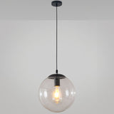 Minimalist 1-Light Pendant Light Bubble Transparent Glass Ball Shade With 39 Hanging Wire Black / 12